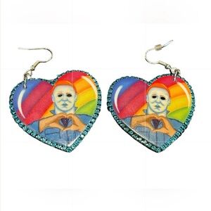 Micheal Meyers Halloween Movie Heart Drop Earrings